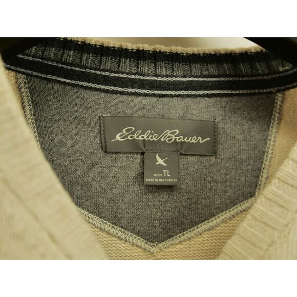 Eddie Bauer Sweater Mens TL Large Beige Knit Crewneck 90s - Picture 3 of 7